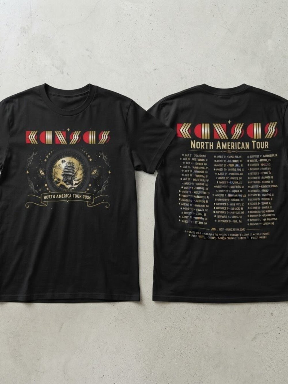 Kansas North American Tour 2026 Sailing Ship Black T-Shirt S-4XL